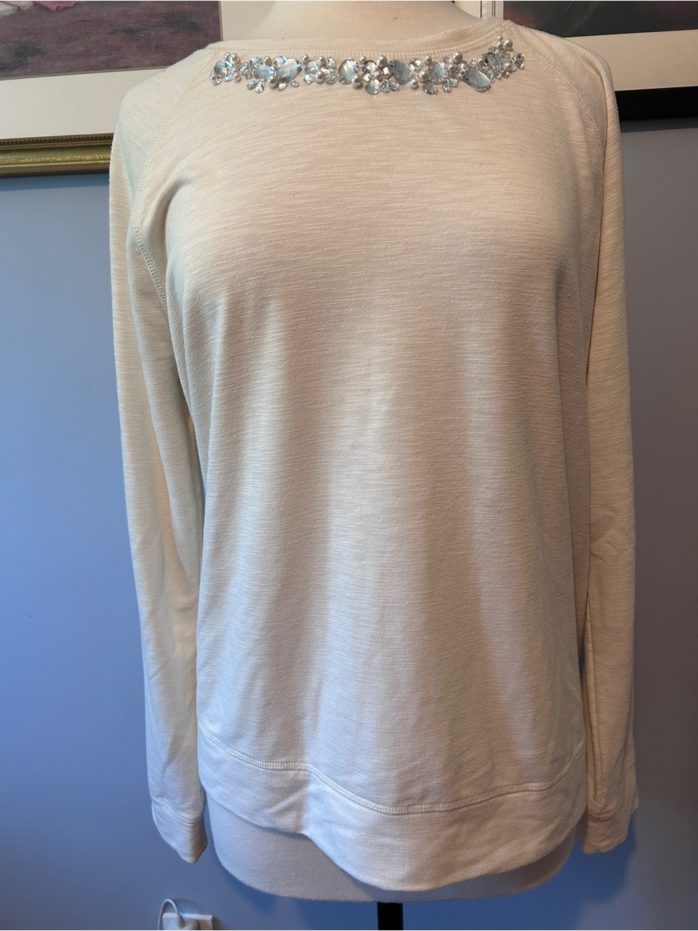 jcpenney Cream Jeweled Crew Neck Sweater